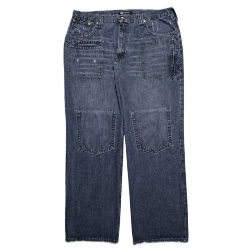 VTG‎ Sean John Baggy Jeans Mens 42x34 8 Pocket Blue Skater Grunge Wide Leg Y2K